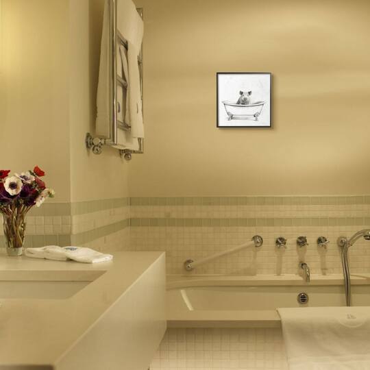 Stupell Industries Hog in Bath Tub Wall Art in Black Frame